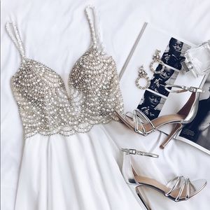 Beaded rhinestones formal dress